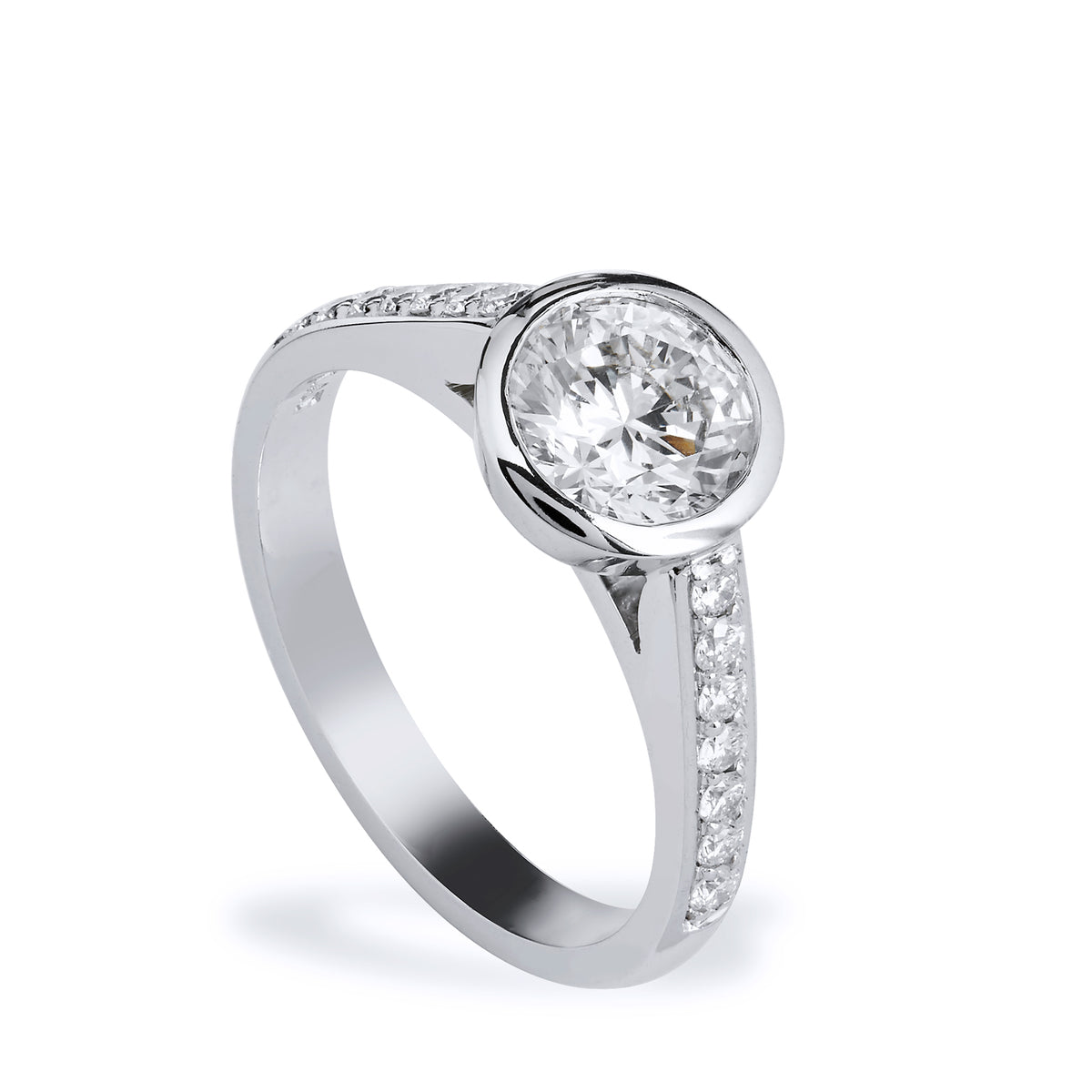 Classic Diamond and Platinum Engagement Ring - Alternate View 1
