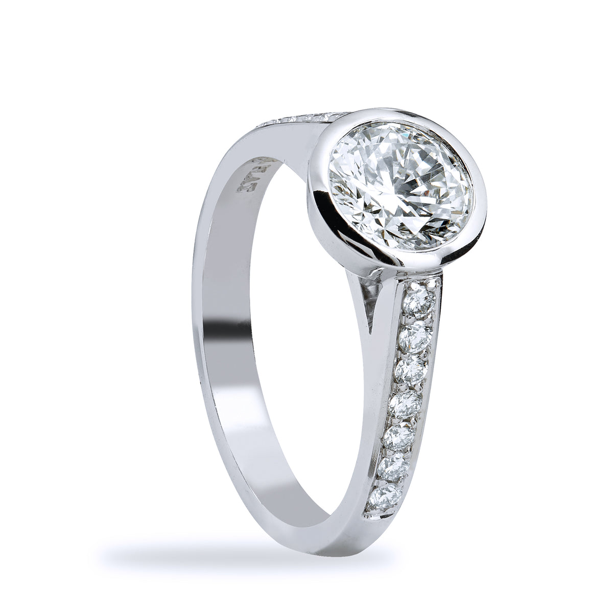 Classic Diamond and Platinum Engagement Ring - Alternate View 2