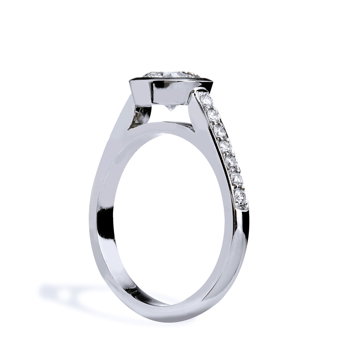 Classic Diamond and Platinum Engagement Ring - Alternate View 3