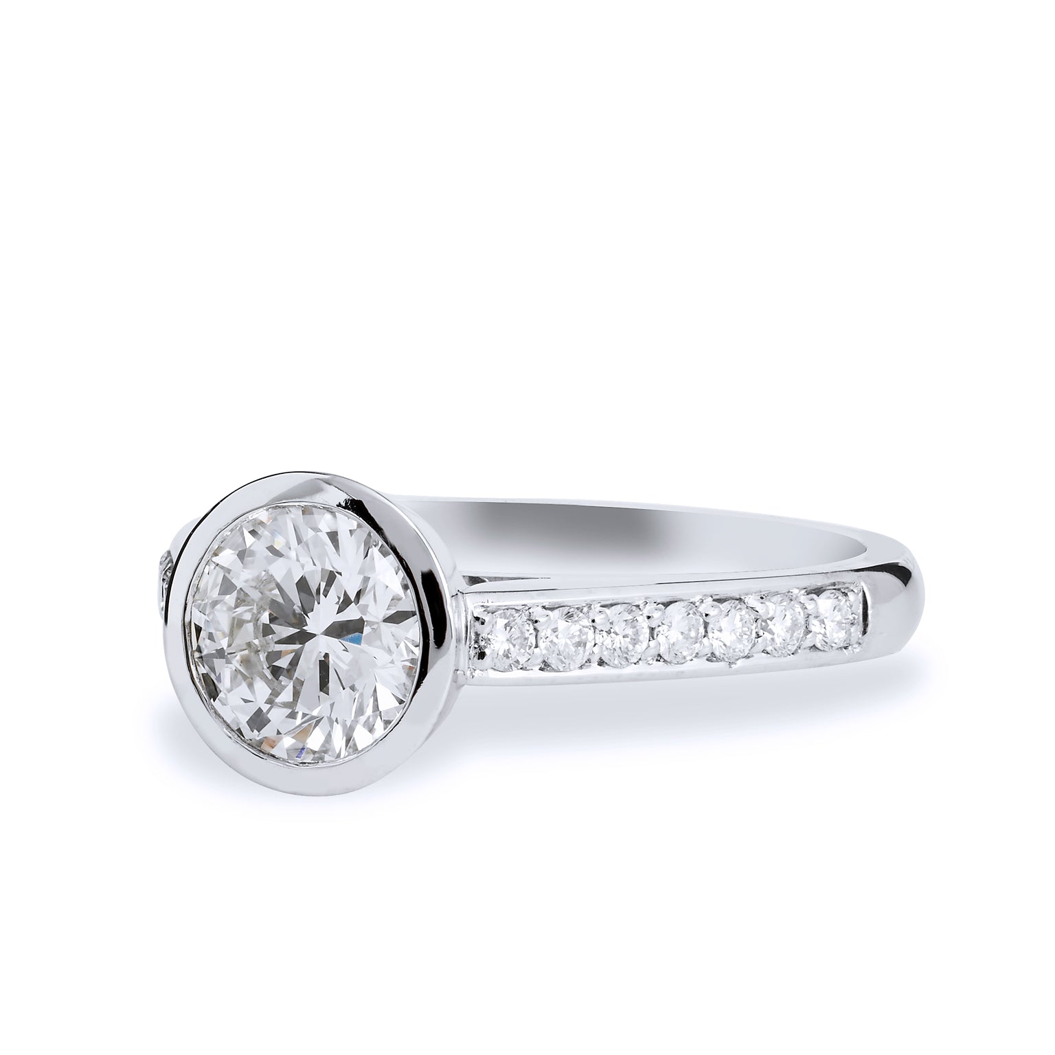 Classic Diamond and Platinum Engagement Ring Rings H&amp;H Jewels