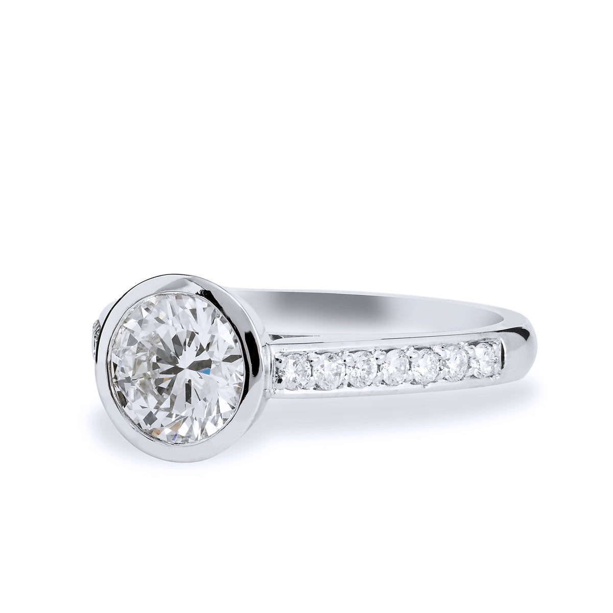 Classic Diamond and Platinum Engagement Ring - Alternate View 4