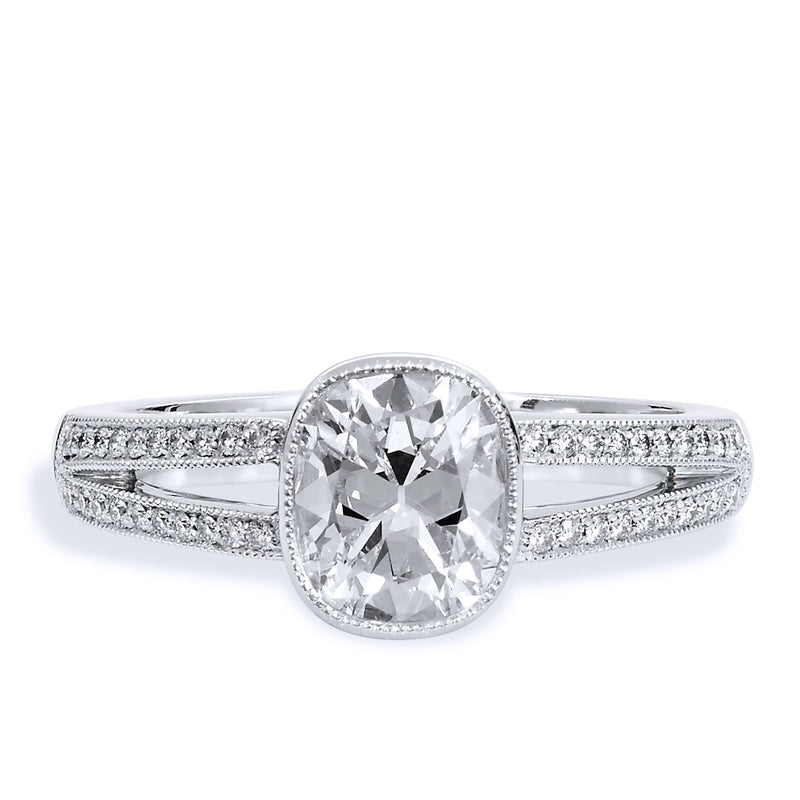 1.07 Carat Cushion Brilliant Cut Diamond Split Shank Engagement Ring Engagement Rings H&H Jewels