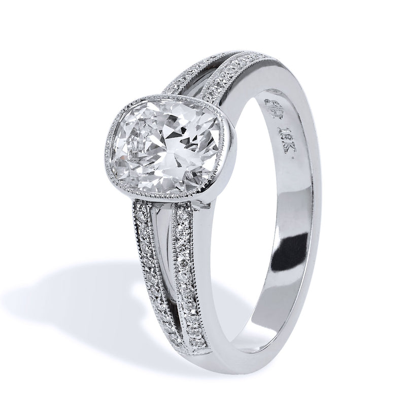 1.07 Carat Cushion Brilliant Cut Diamond Split Shank Engagement Ring Engagement Rings H&H Jewels