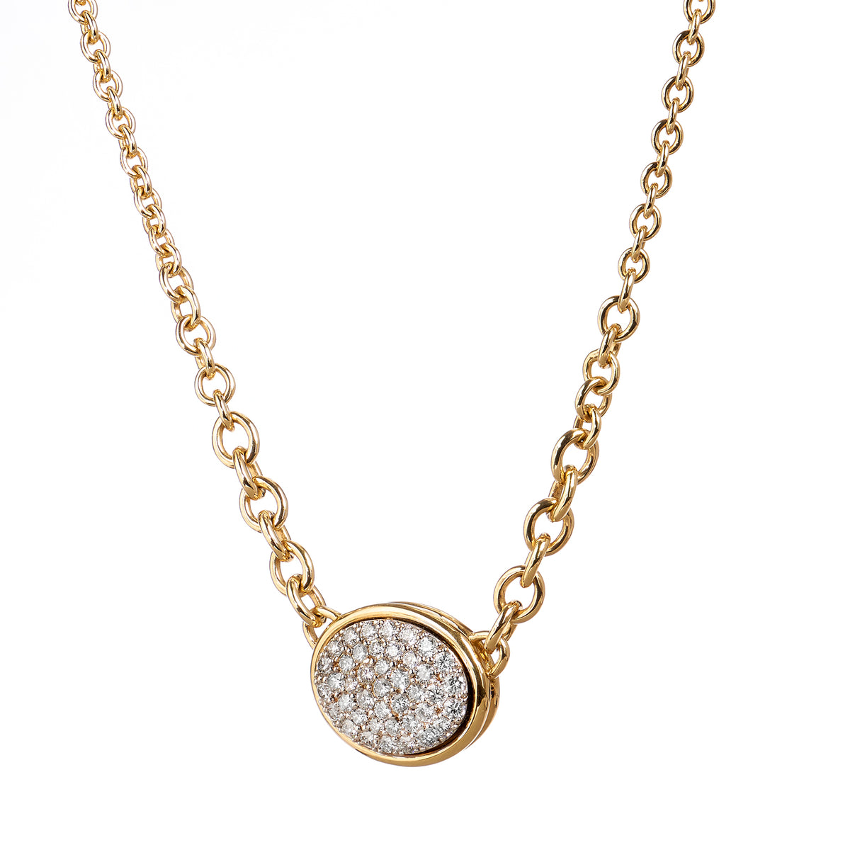 Oval Shape Pave Diamond Necklace - Alternate View 2
