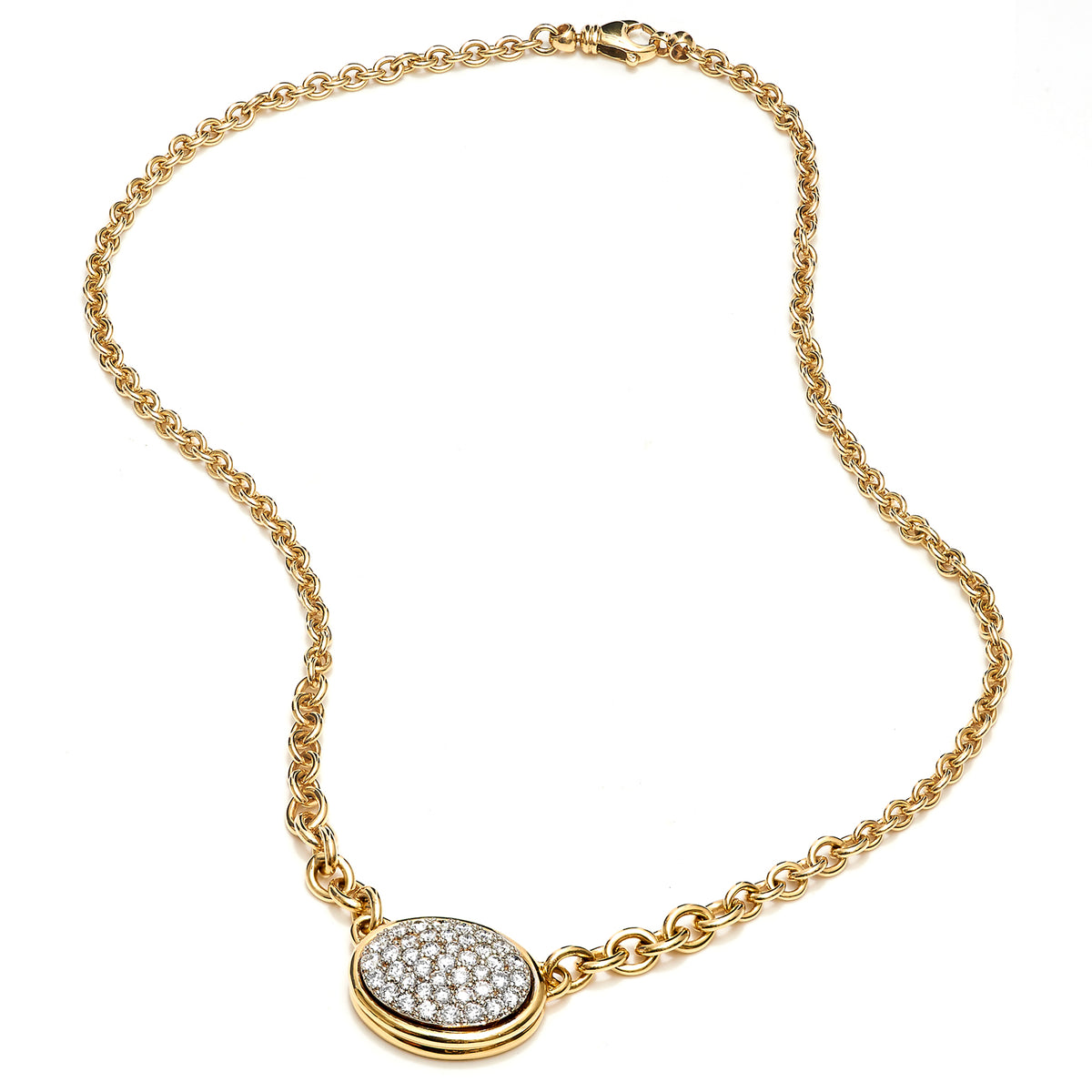 Oval Shape Pave Diamond Necklace - Alternate View 1