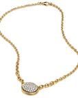 Oval Shape Pave Diamond Necklace Necklaces Curated by H