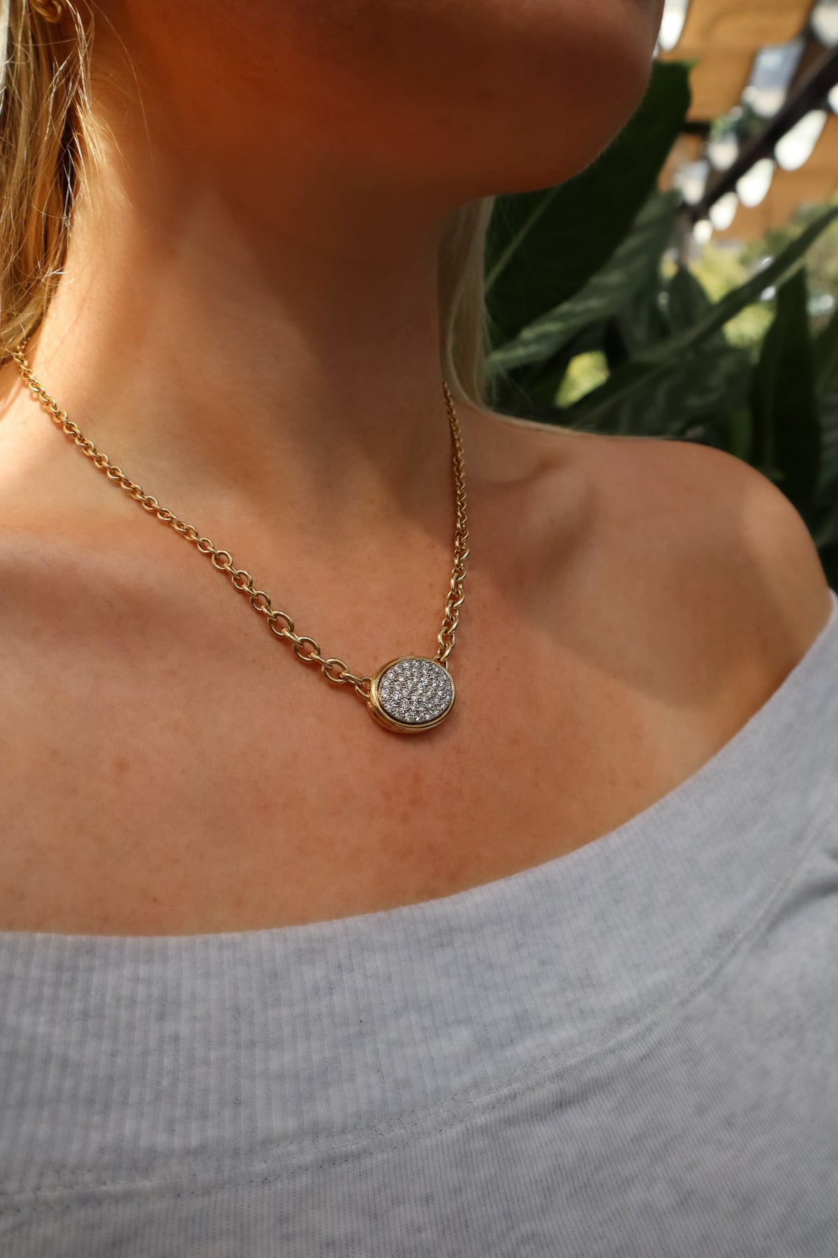 Oval Shape Pave Diamond Necklace - Alternate View 6