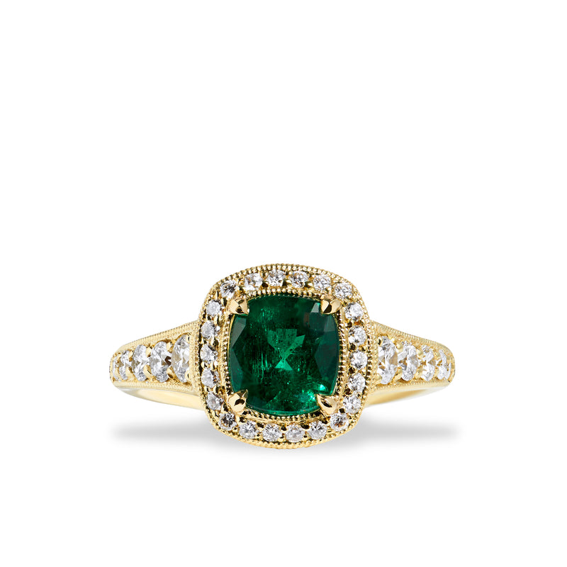1.18 Carat Emerald Yellow Gold Ring Rings H&H Jewels