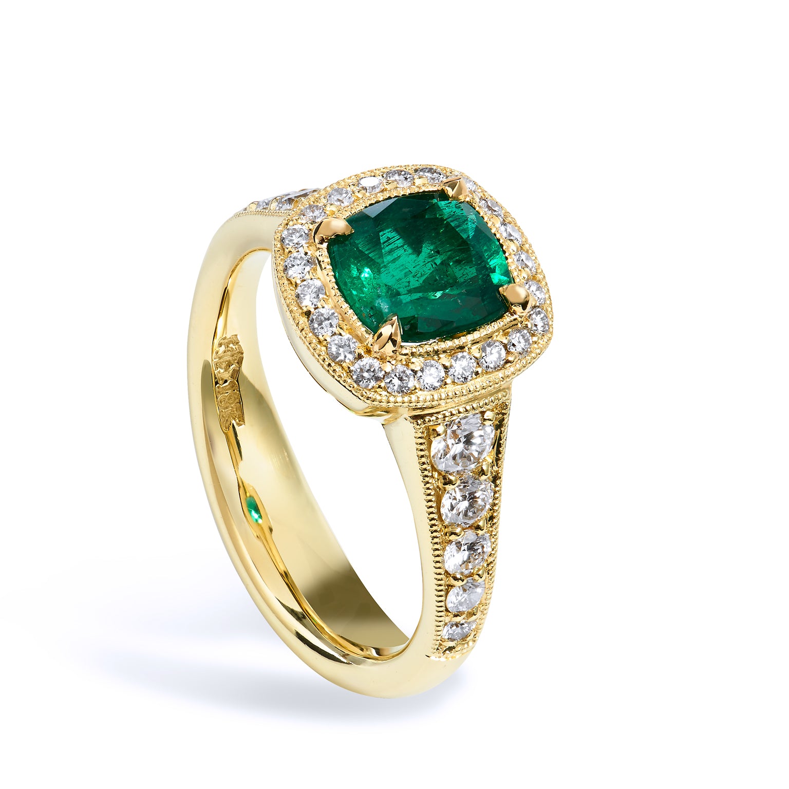 1.18 Carat Emerald Yellow Gold Ring Rings H&amp;H Jewels