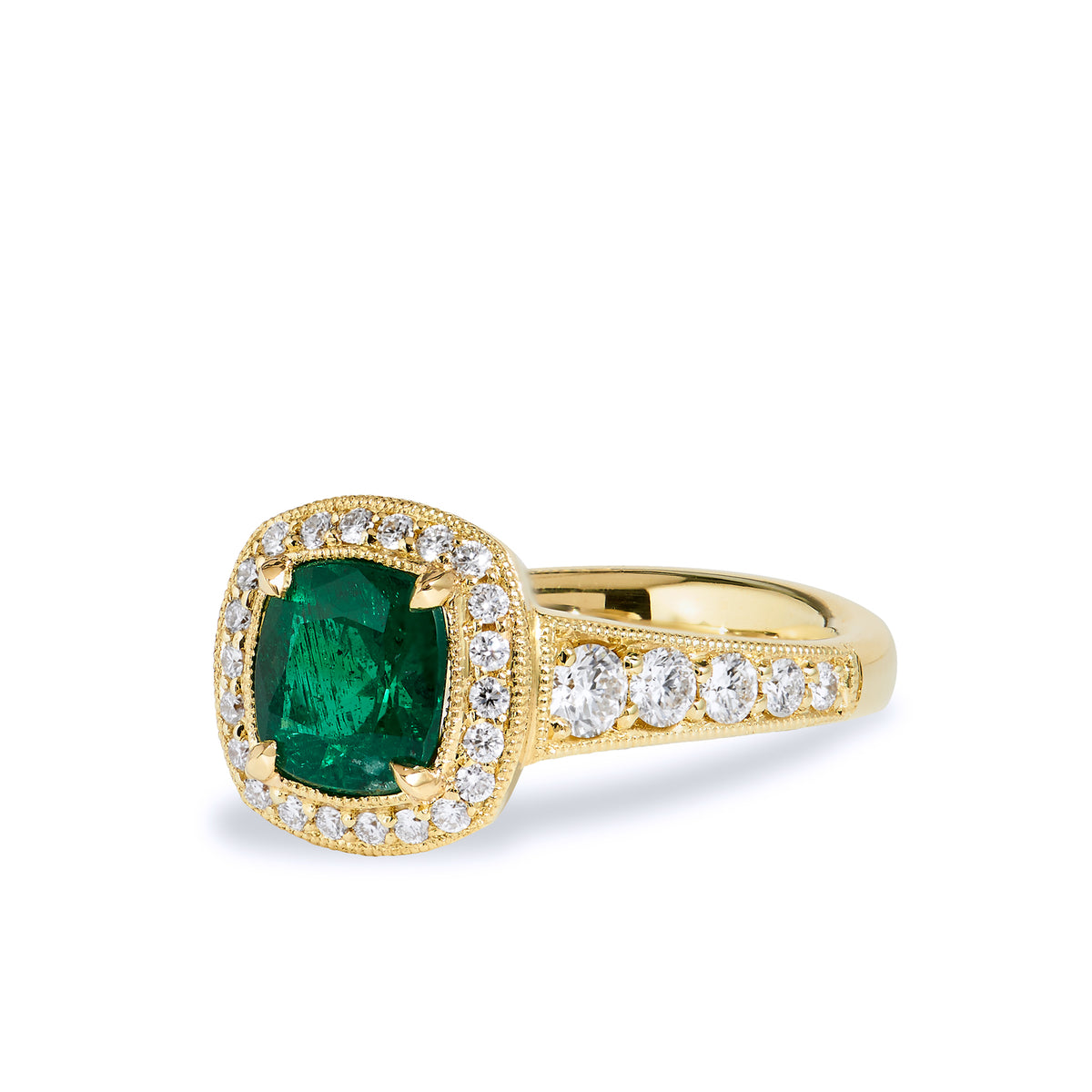 1.18 Carat Emerald Yellow Gold Ring - Alternate View 2