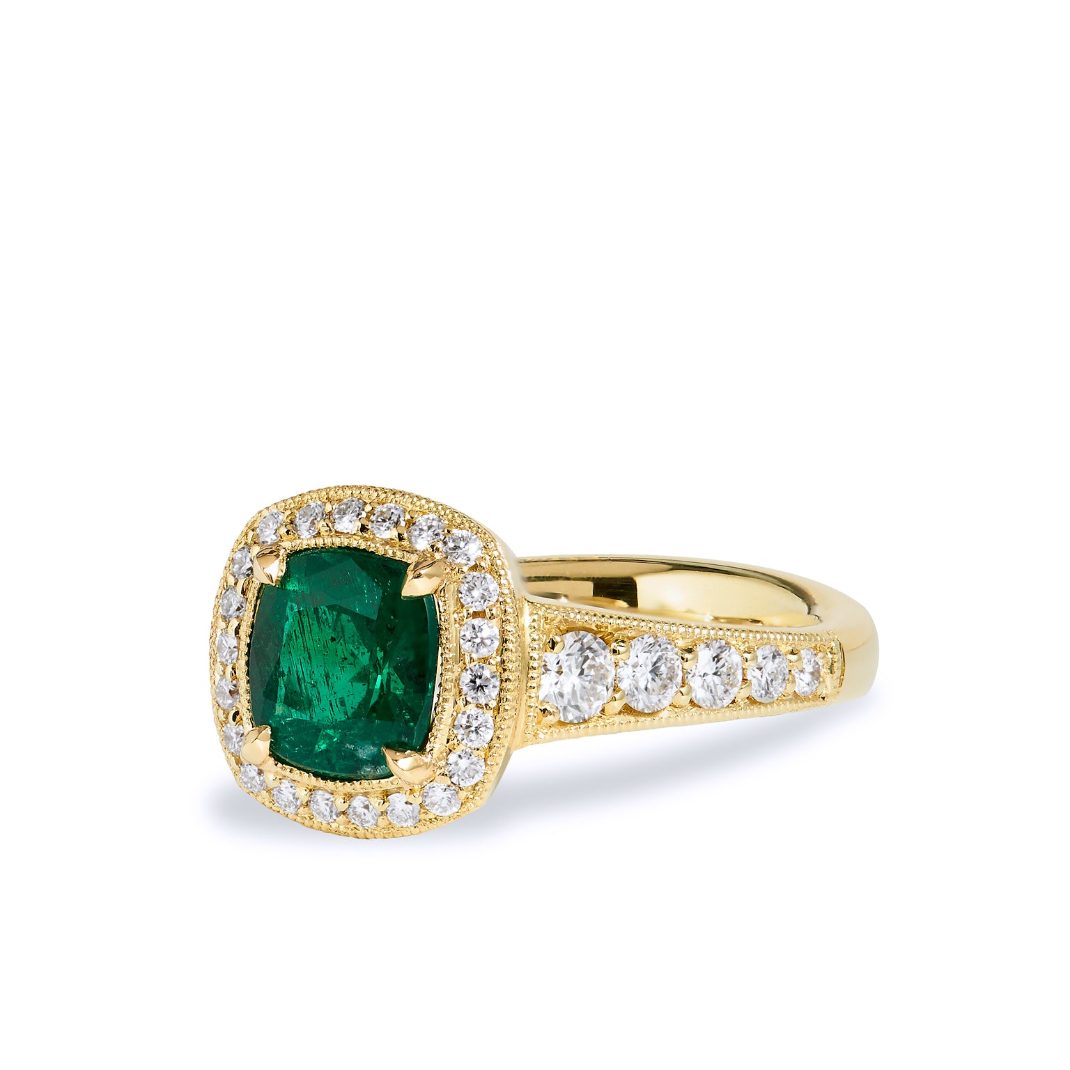 1.18 Carat Emerald Yellow Gold Ring Rings H&amp;H Jewels