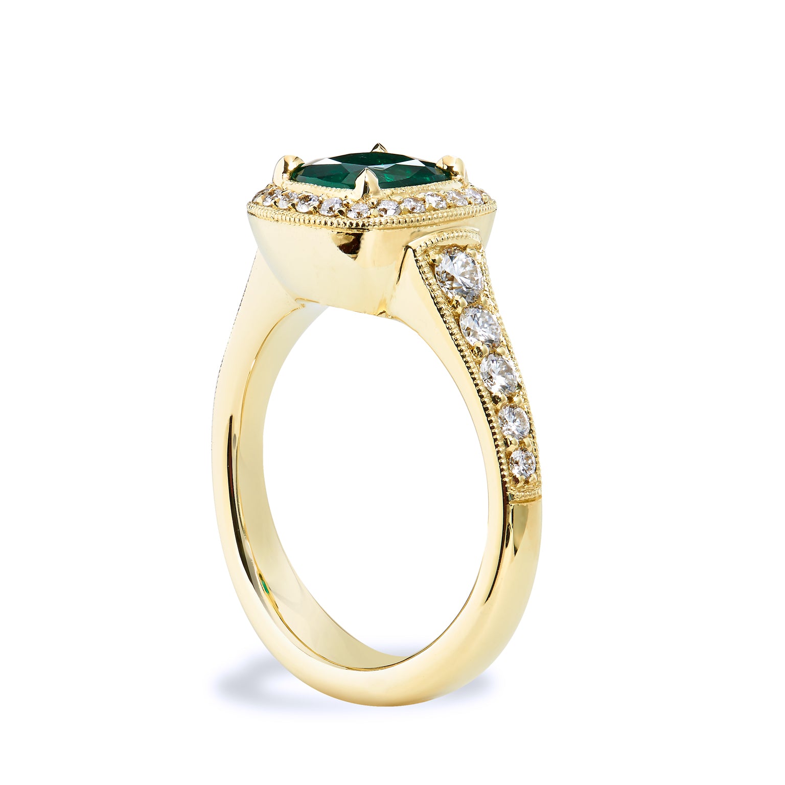 1.18 Carat Emerald Yellow Gold Ring Rings H&amp;H Jewels