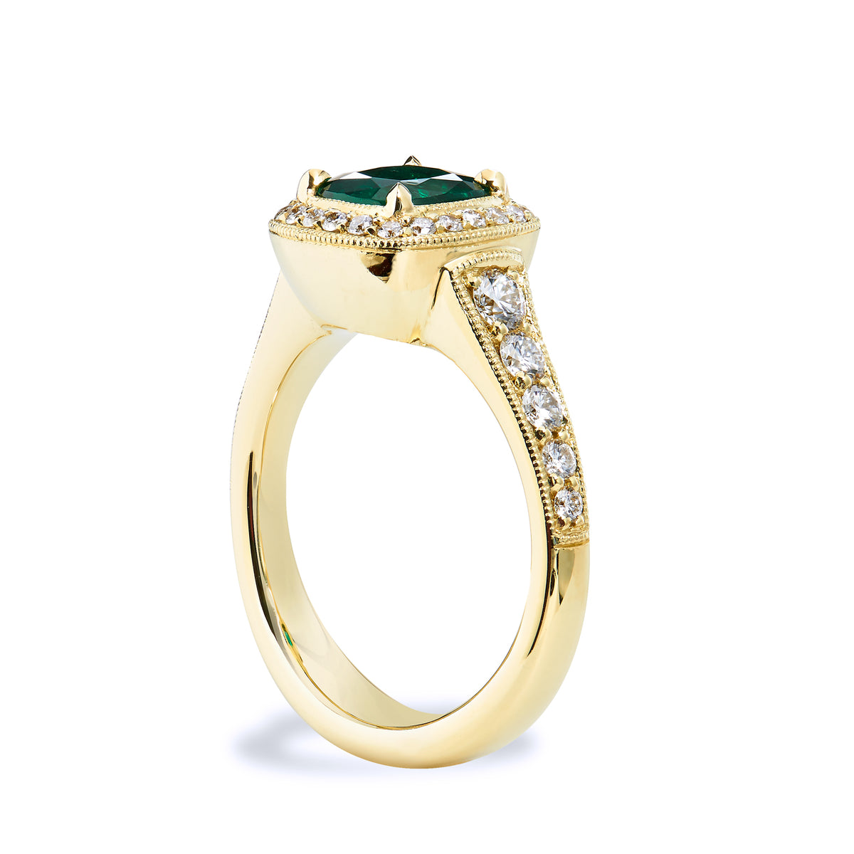 1.18 Carat Emerald Yellow Gold Ring - Alternate View 4