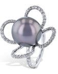 Tahitian Pearl And Diamond Petal Ring Rings H&H Jewels