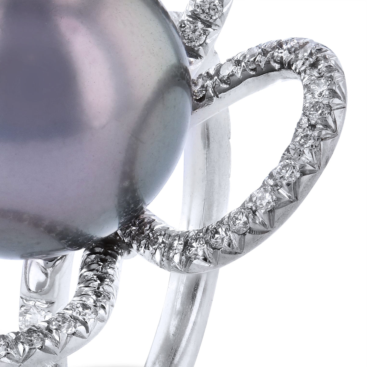 Tahitian Pearl And Diamond Petal Ring - Alternate View 3