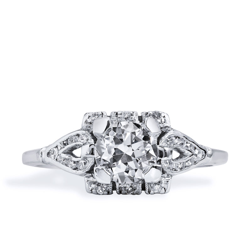 0.93 Carat Art Deco Diamond Platinum Engagement Ring Engagement Rings Estate & Vintage