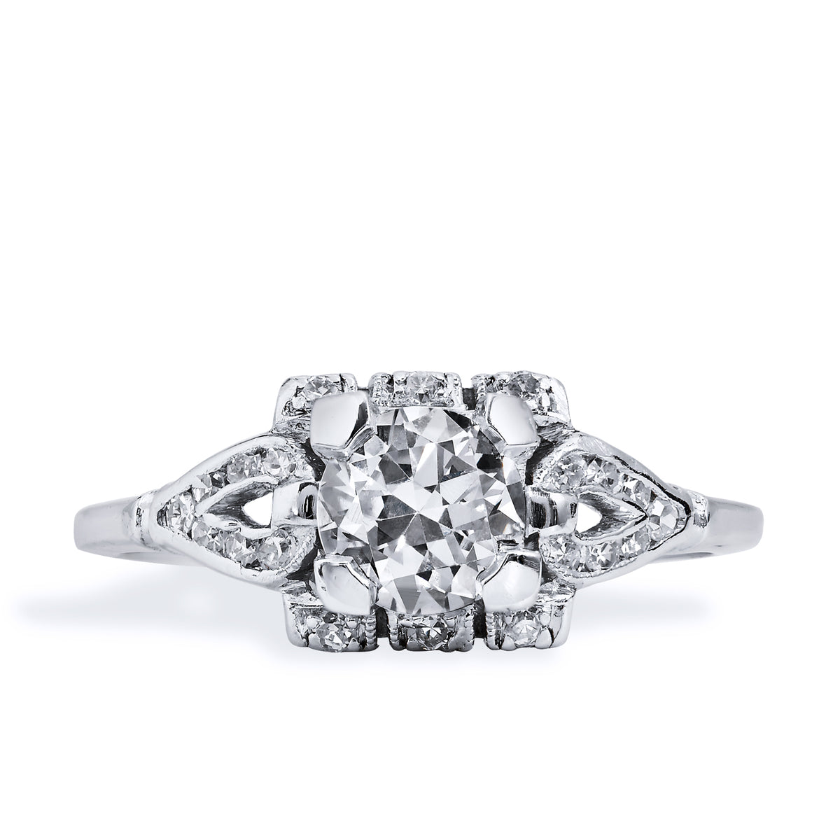 0.93 Carat Art Deco Diamond Platinum Engagement Ring Engagement Rings Estate & Vintage