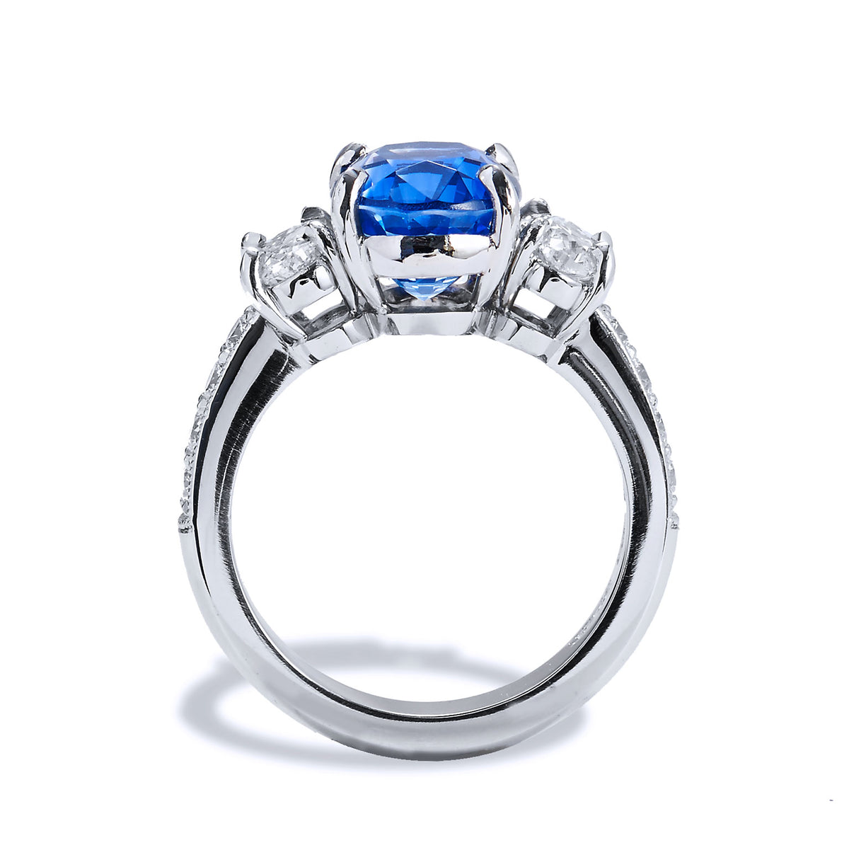 4.32 Carat Madagascar Blue Sapphire and Diamond Ring - Alternate View 3