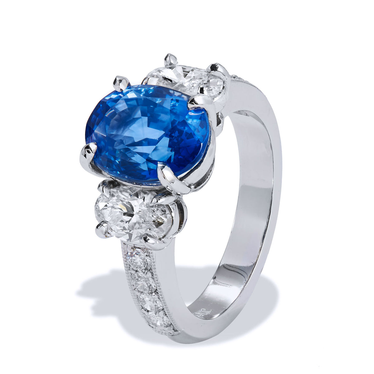 4.32 Carat Madagascar Blue Sapphire and Diamond Ring - Alternate View 1