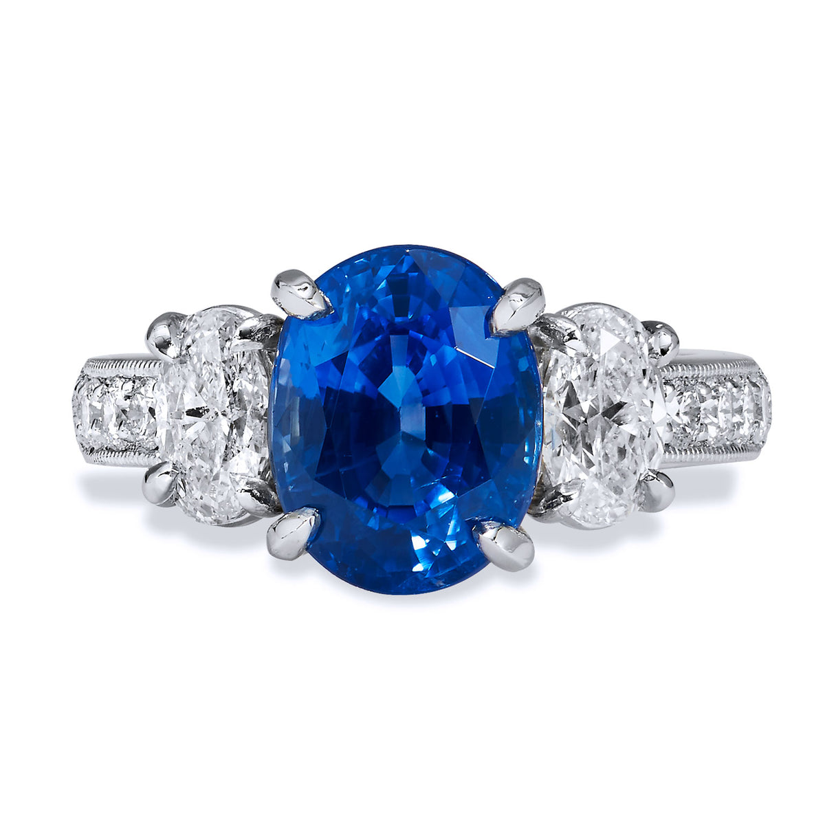 4.32 Carat Madagascar Blue Sapphire and Diamond Ring Rings H&H Jewels