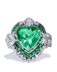 5.87 Carat Heart Shape Colombian Emerald Ring Rings Estate & Vintage