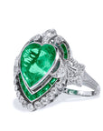 5.87 Carat Heart Shape Colombian Emerald Ring Rings Estate & Vintage
