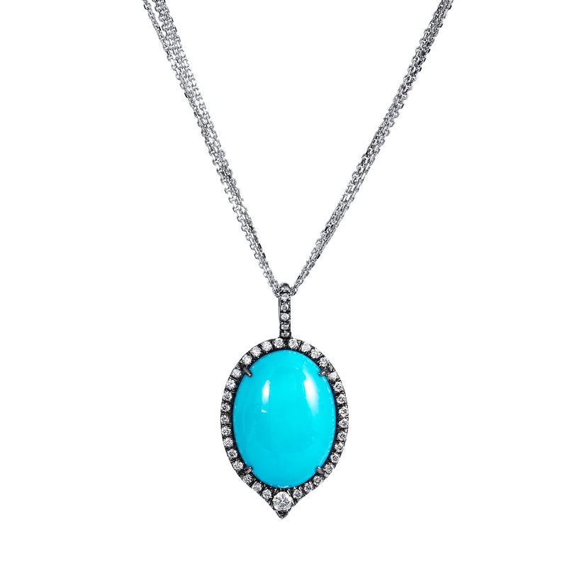 Turquoise Diamond Pave Necklace Necklaces H&H Jewels