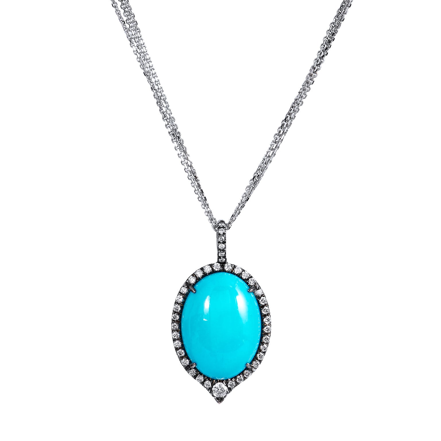 Turquoise Diamond Pave Necklace Necklaces H&amp;H Jewels