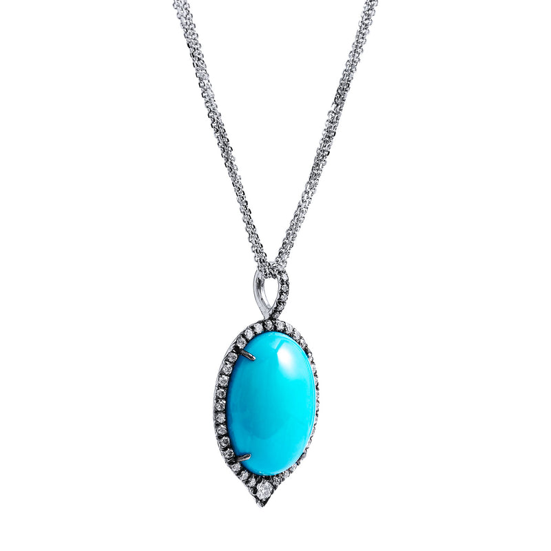 Turquoise Diamond Pave Necklace Necklaces H&H Jewels