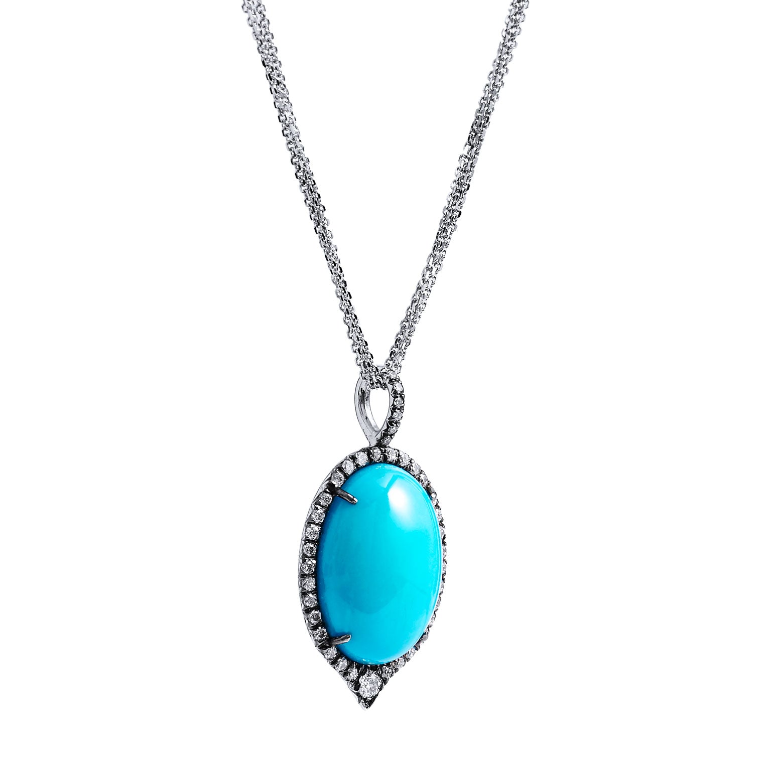 Turquoise Diamond Pave Necklace Necklaces H&amp;H Jewels