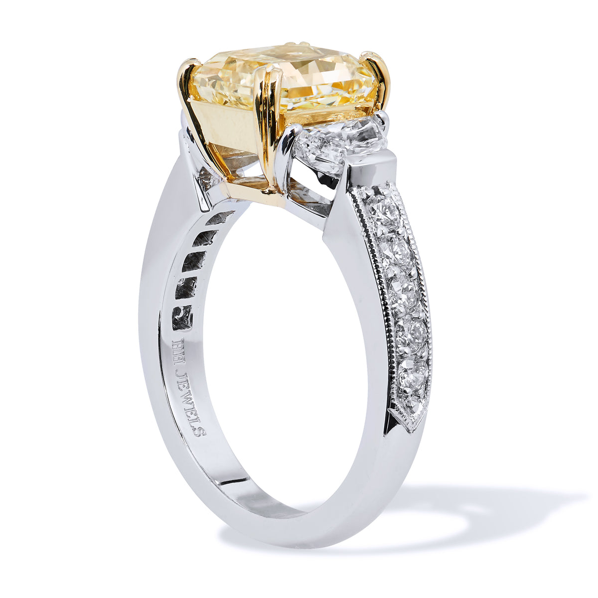 3.17 Fancy Yellow and Half Moon-Shaped Diamond Engagement Ring - Alternate View 2
