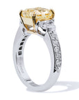 3.17 Fancy Yellow and Half Moon-Shaped Diamond Engagement Ring Rings H&H Jewels