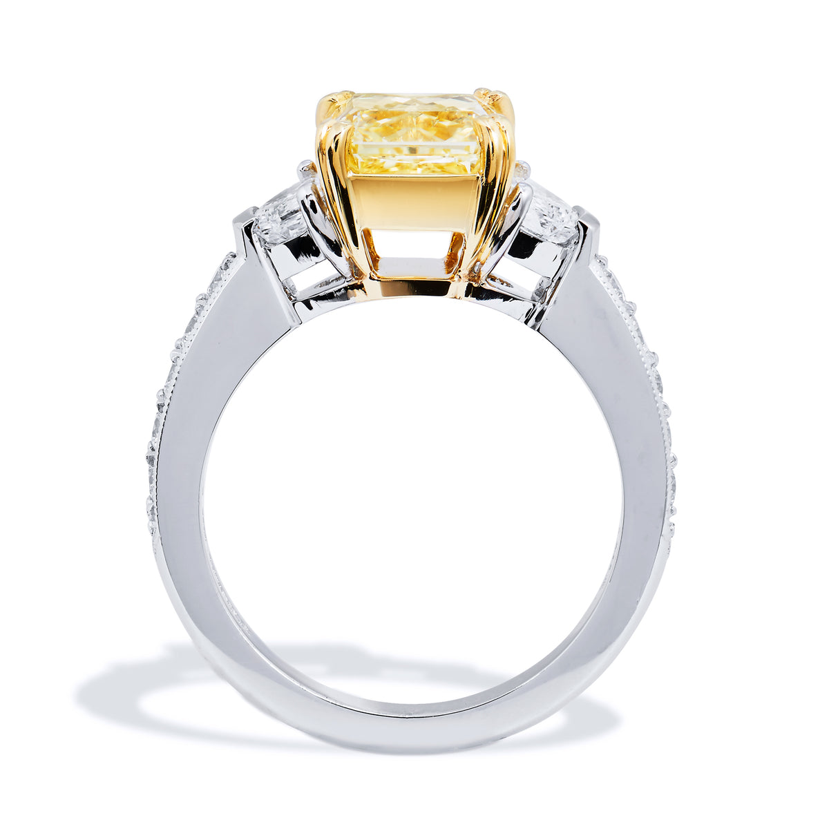 3.17 Fancy Yellow and Half Moon-Shaped Diamond Engagement Ring - Alternate View 3