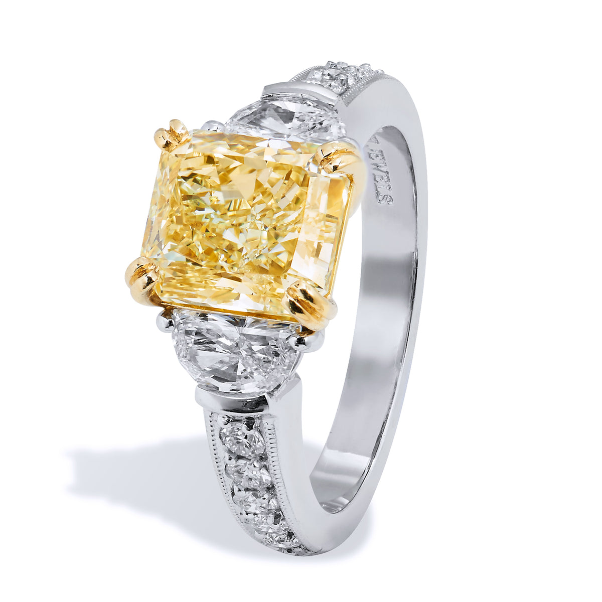 3.17 Fancy Yellow and Half Moon-Shaped Diamond Engagement Ring - Alternate View 1