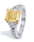 3.17 Fancy Yellow and Half Moon-Shaped Diamond Engagement Ring Rings H&H Jewels