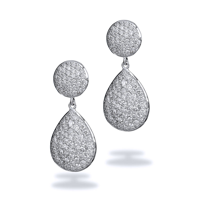 Diamond Pave White Gold Drop Earrings Earrings Curated by H