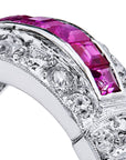 Ruby Diamond Pave Set Platinum Ring Rings Estate & Vintage