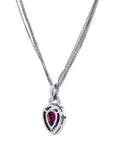 2.00 Carat Pear-Shaped Burmese Ruby and Diamond Pendant Necklaces H&H Jewels