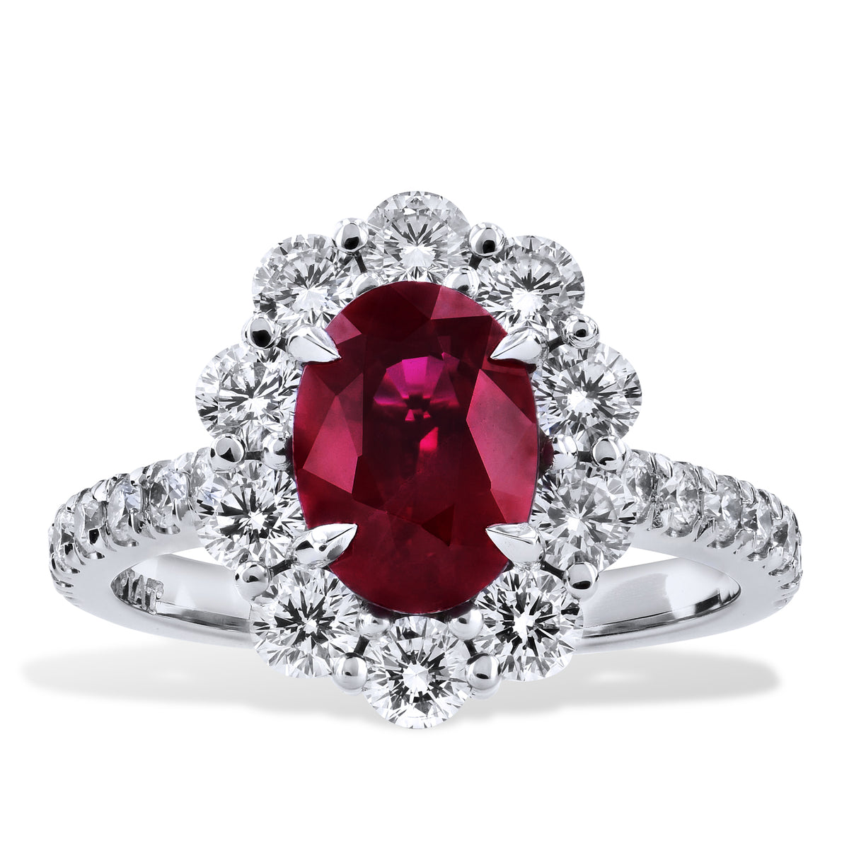 2.13 Carat Vivid Burma Ruby And Diamond Ring Rings H&H Jewels