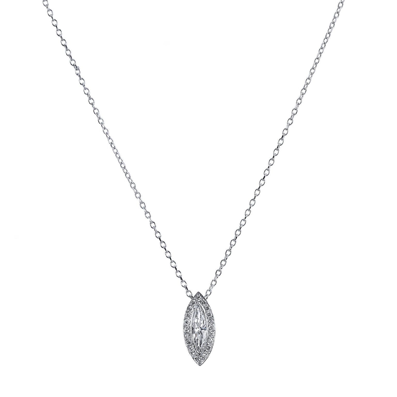 0.22 Carat Marquis Diamond Pendant Necklace Necklaces H&amp;H Jewels