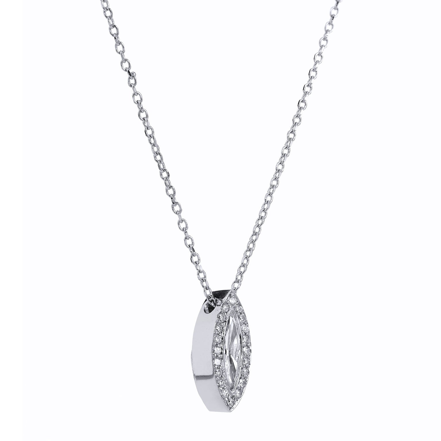 0.22 Carat Marquis Diamond Pendant Necklace Necklaces H&amp;H Jewels