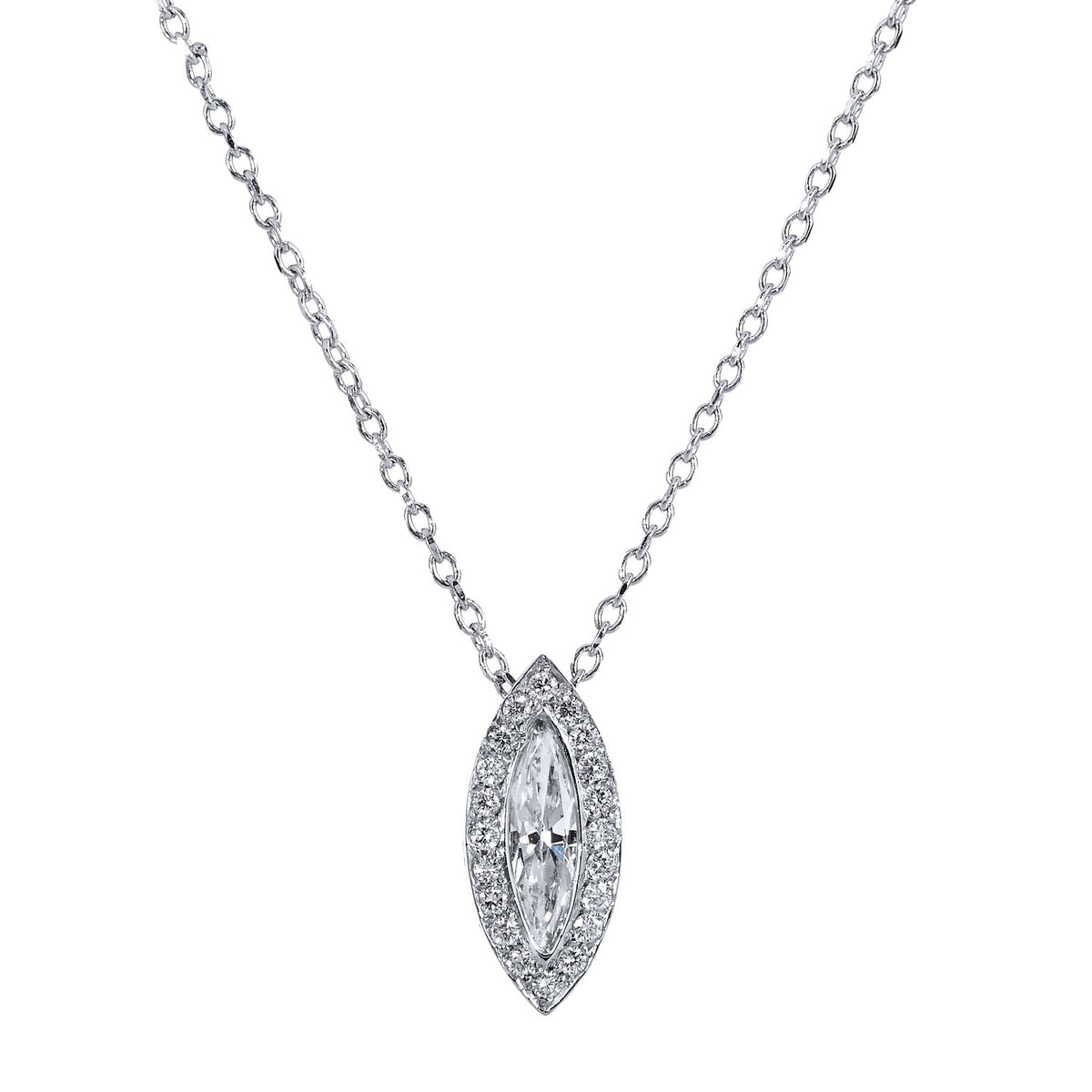 0.22 Carat Marquis Diamond Pendant Necklace - Alternate View 2