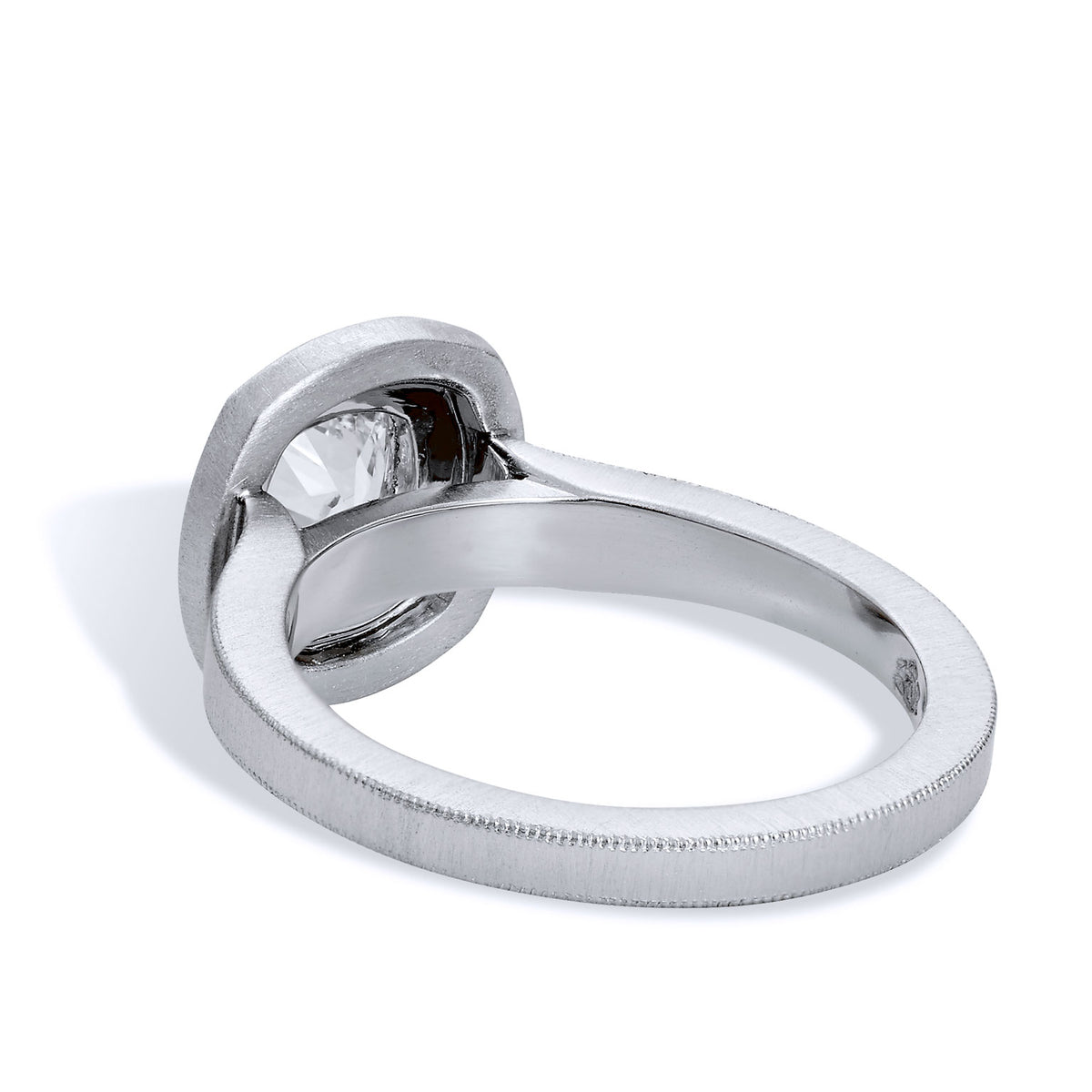0.59 Carat Diamond Brushed Finish Platinum Bezel Set Engagement Ring - Alternate View 3