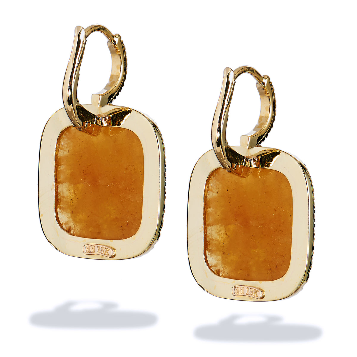 13.58 Carat Cushion Cut Yellow Sapphire And Diamond Earrings - Alternate View 2