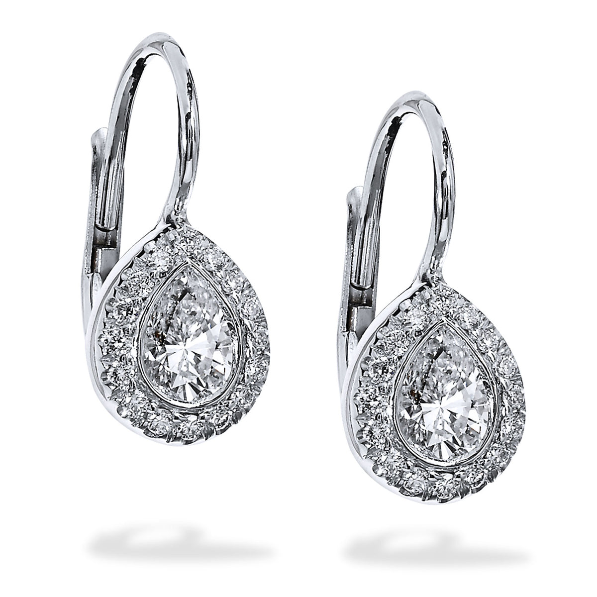 0.41 Carat Pear-Shaped Diamond Lever-Back Earrings - Alternate View 2