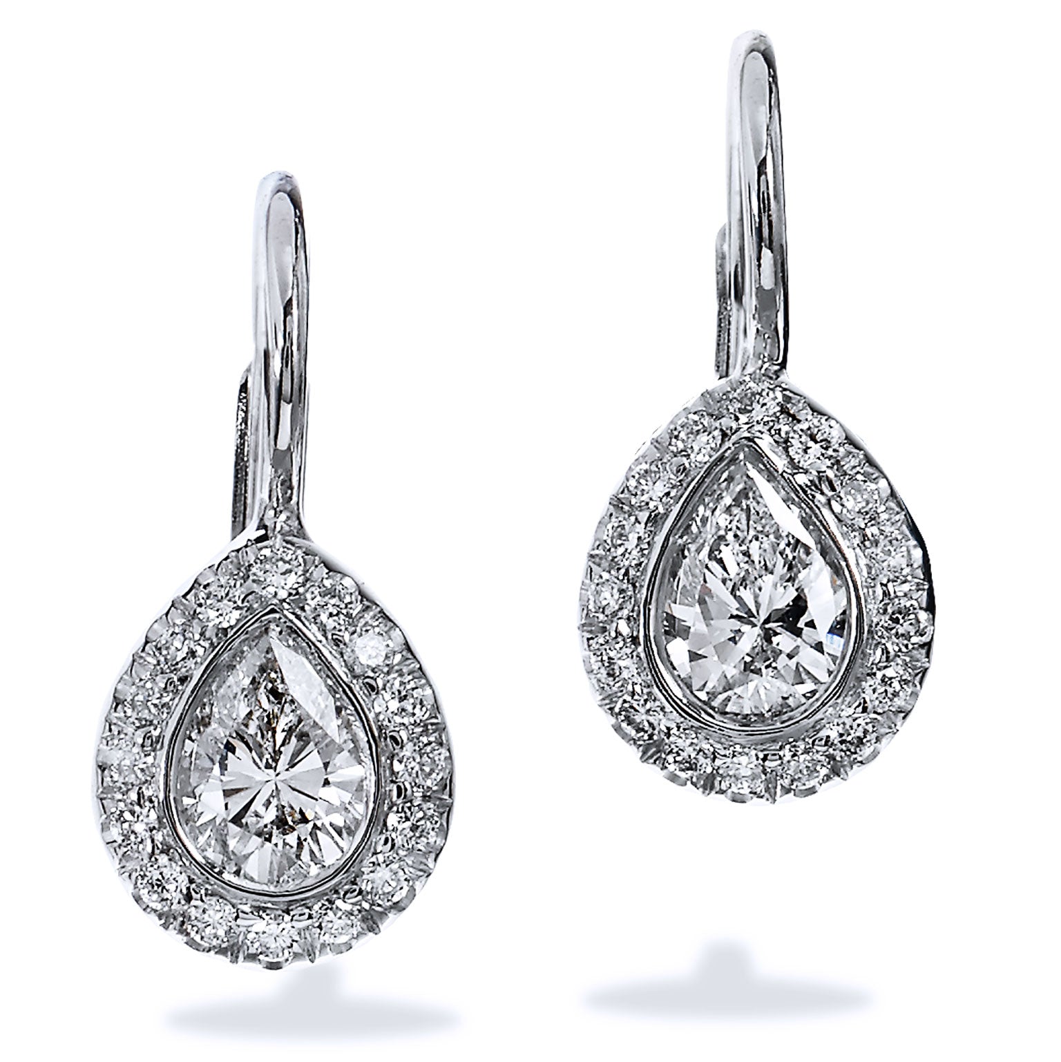 0.41 Carat Pear-Shaped Diamond Lever-Back Earrings Earrings H&amp;H Jewels