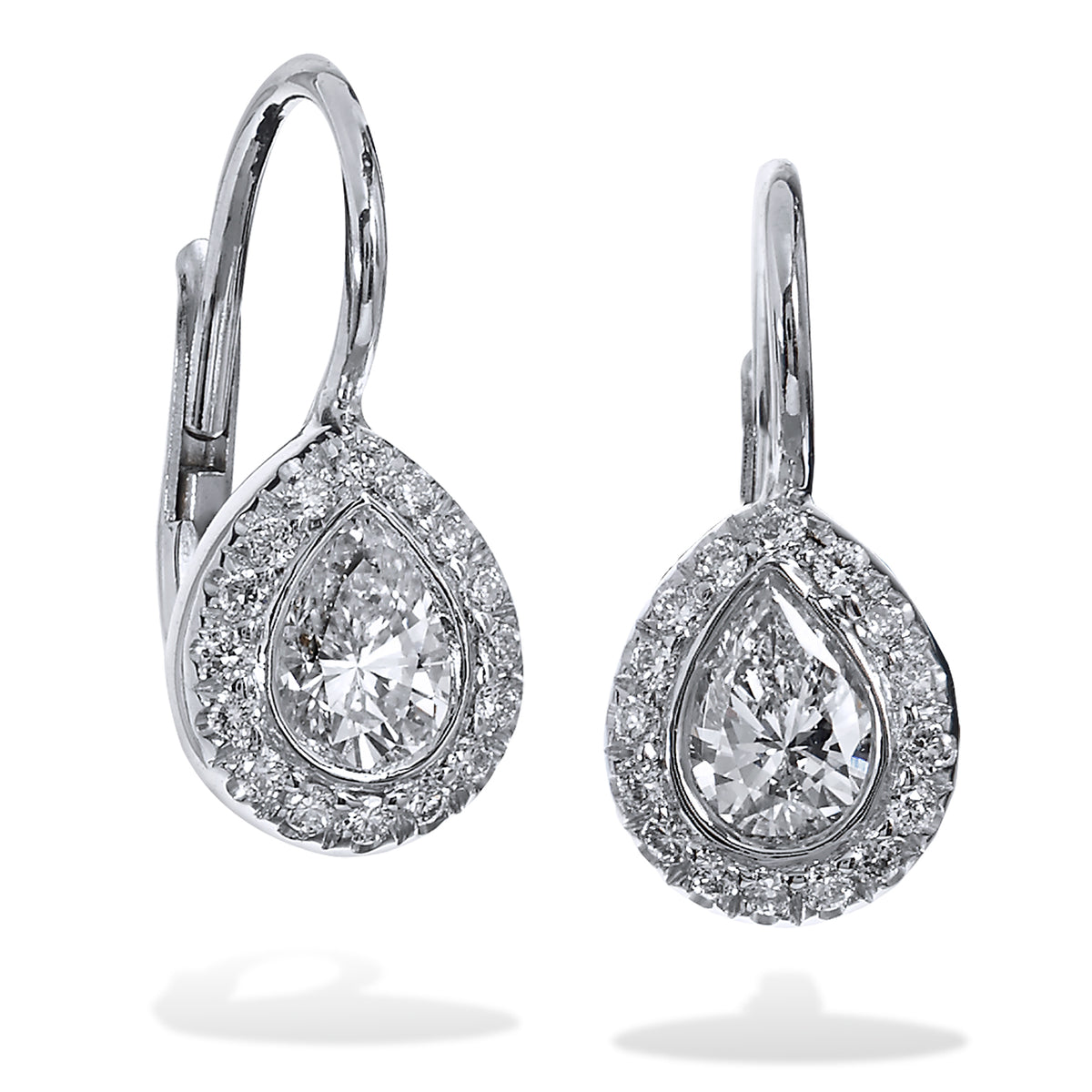 0.41 Carat Pear-Shaped Diamond Lever-Back Earrings - Alternate View 1
