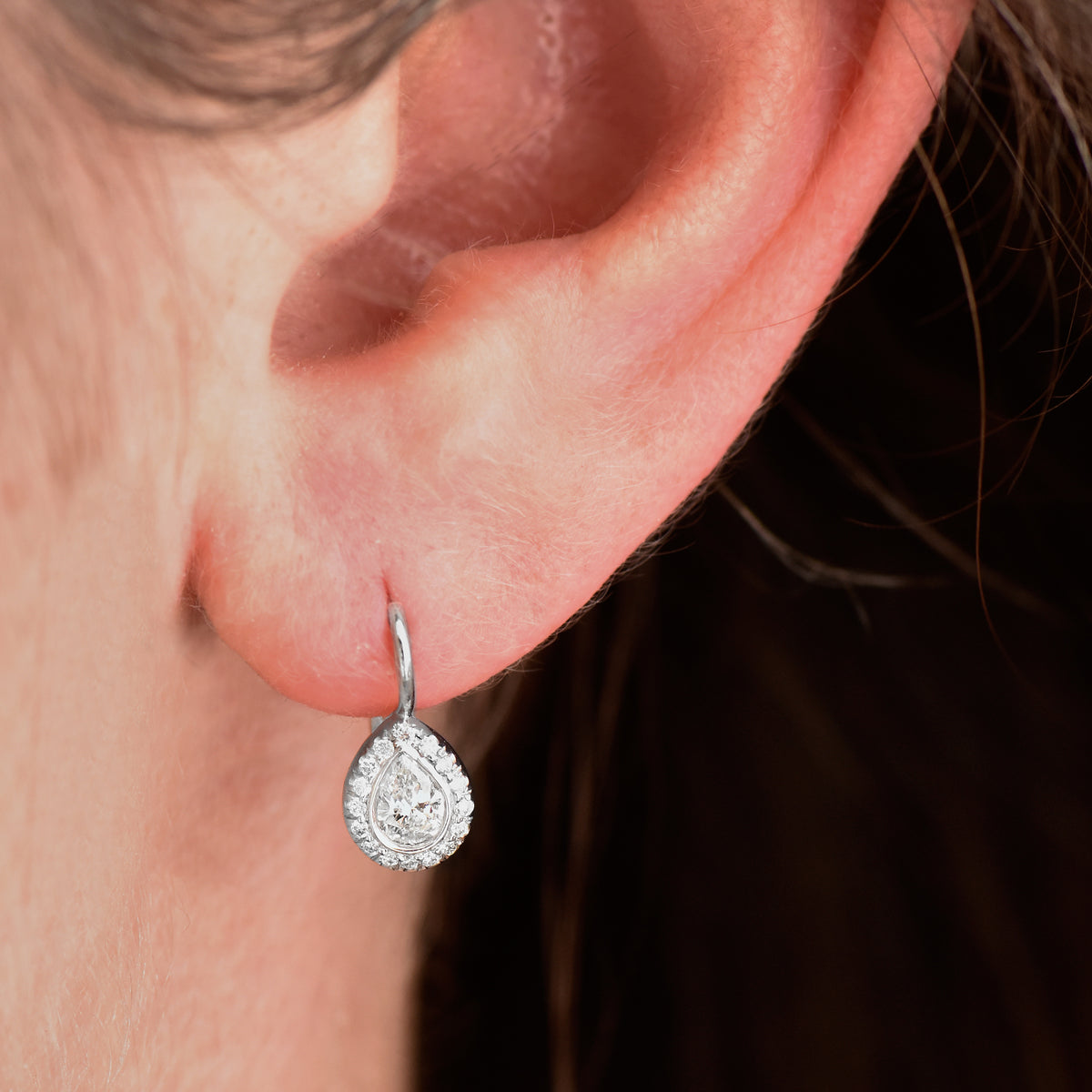 0.41 Carat Pear-Shaped Diamond Lever-Back Earrings - Alternate View 3