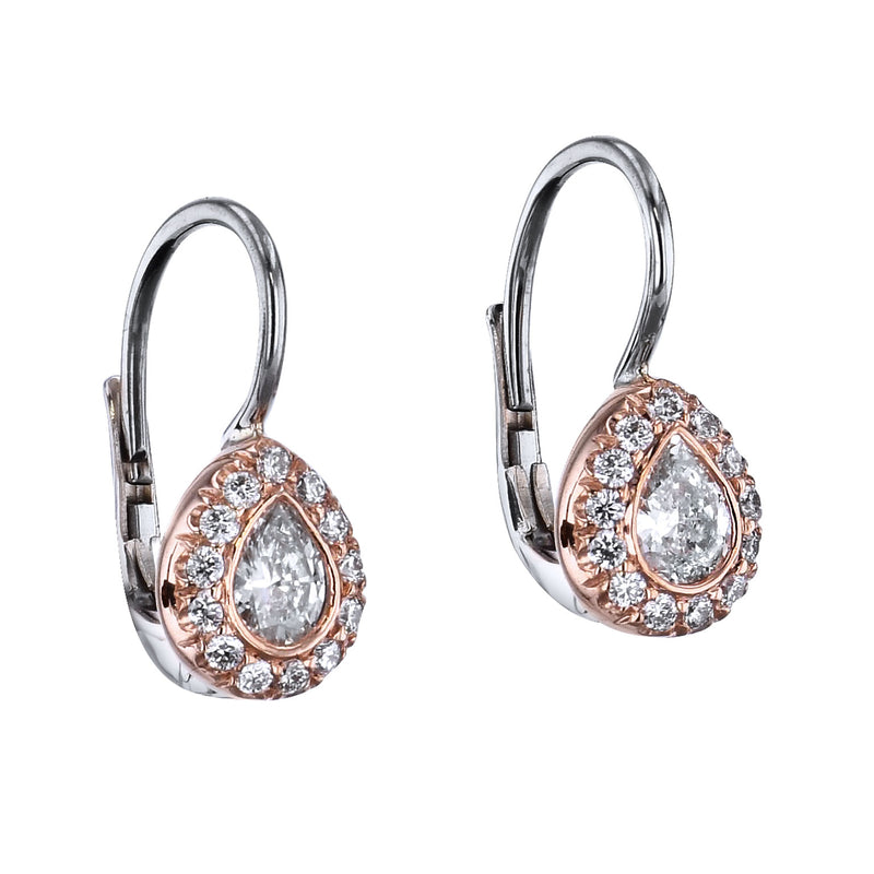 0.31 Carat Pear-Shaped Diamond Lever-Back Earrings Earrings H&H Jewels