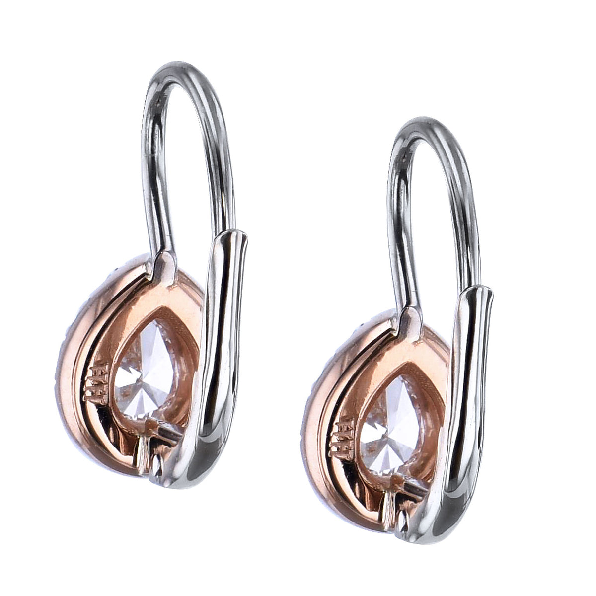 0.31 Carat Pear-Shaped Diamond Lever-Back Earrings - Alternate View 2